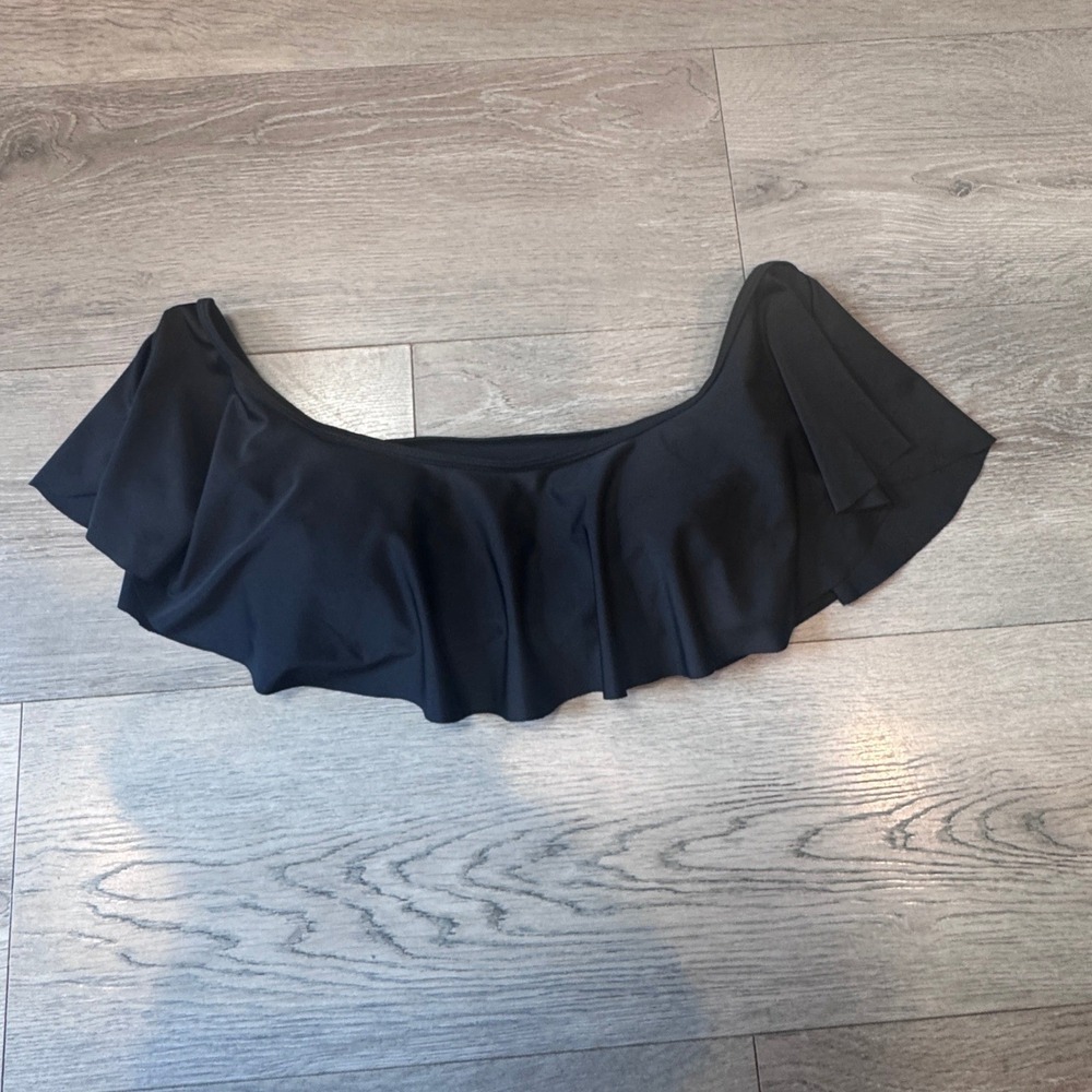 Unbranded Women Black Ruffle Off-the-Shoulder Bikini Top Size Medium M